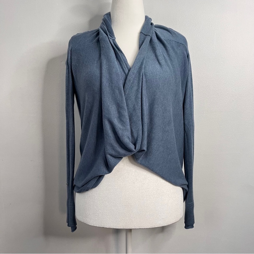 Lululemon Athletica Slate Blue Draped Front Long Sleeve Sweater